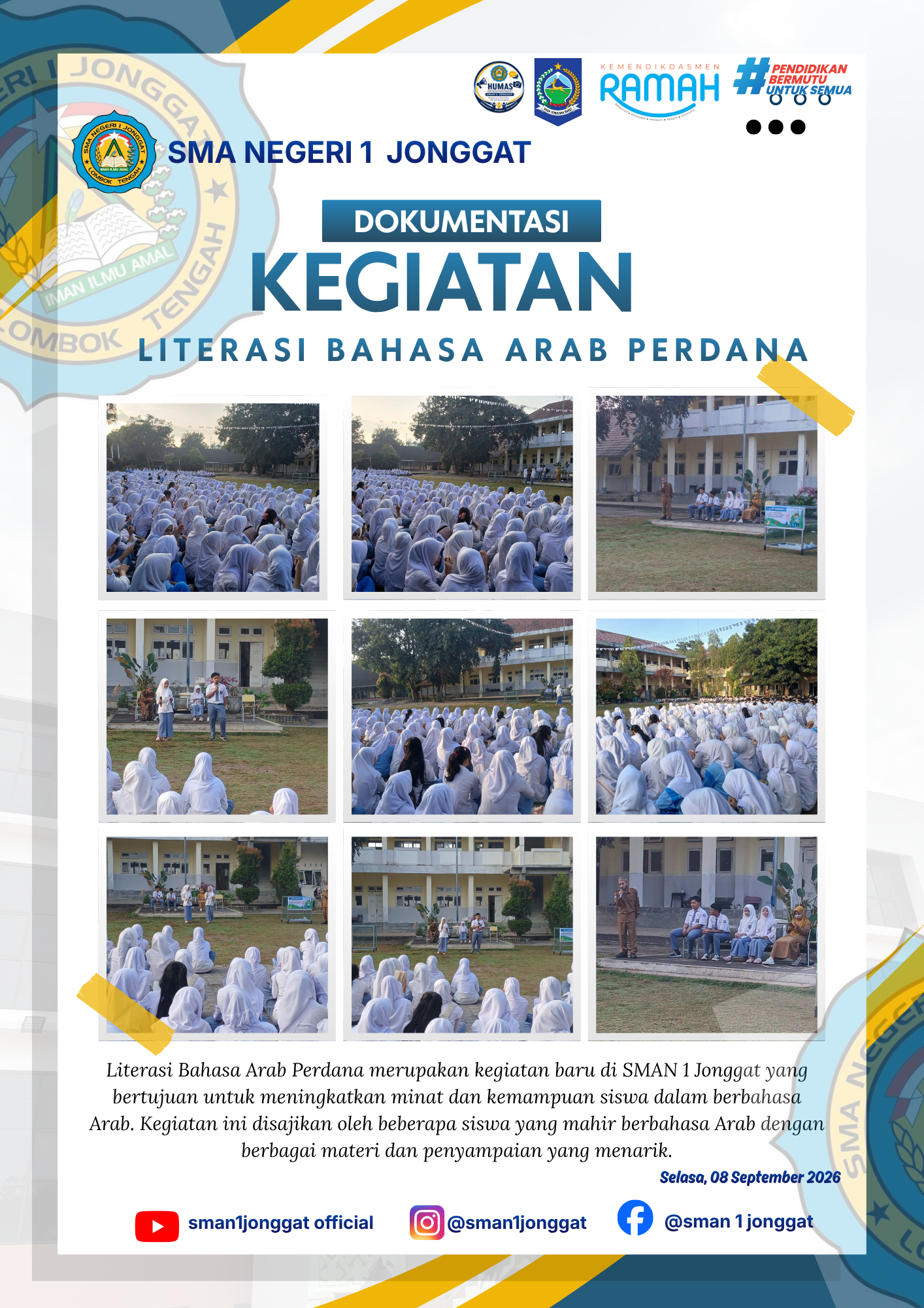 Literasi Bahasa Arab Perdana, Tumbuhkan Semangat Belajar Bahasa Arab di SMAN 1 Jonggat